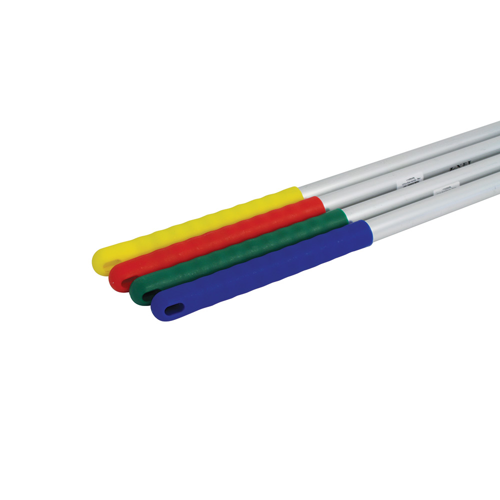 Red Aluminum Handle For Brooms & Mops – Colour Coded For Hygiene – Universal Screw Fit